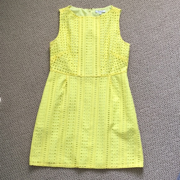 Madewell Petite Bright Yellow Eyelet Lace Dress - Picture 1 of 6